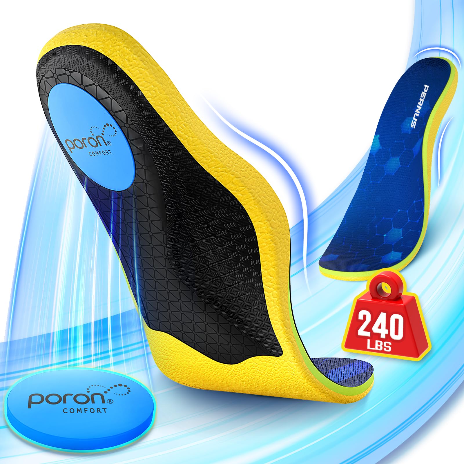 240+lbs Plantar Fasciitis Relief Insoles Men, Comfort PORON Shoe Inserts for Women, Heavy Duty High Arch Support Inserts for Pain Relief Absorb Shock, Work Boot Orthotic Insoles Flat Feet & Pronation”]