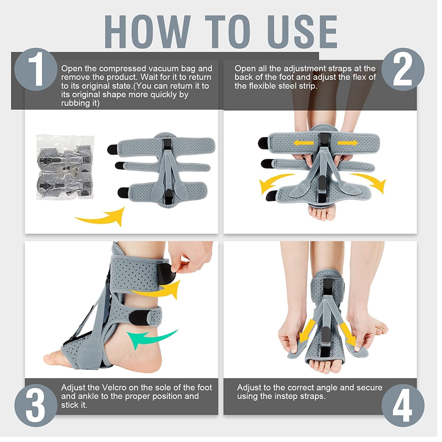 ANSUSIC Plantar Fasciitis Night Splint-Upgrade 3 Adjustable Planters Facetious Relief Brace,Plantar Fasciitis Relief Women Men Straps,Support Relief Foot Drop Achilles Tendonitis Day Night(Blue-1PC)