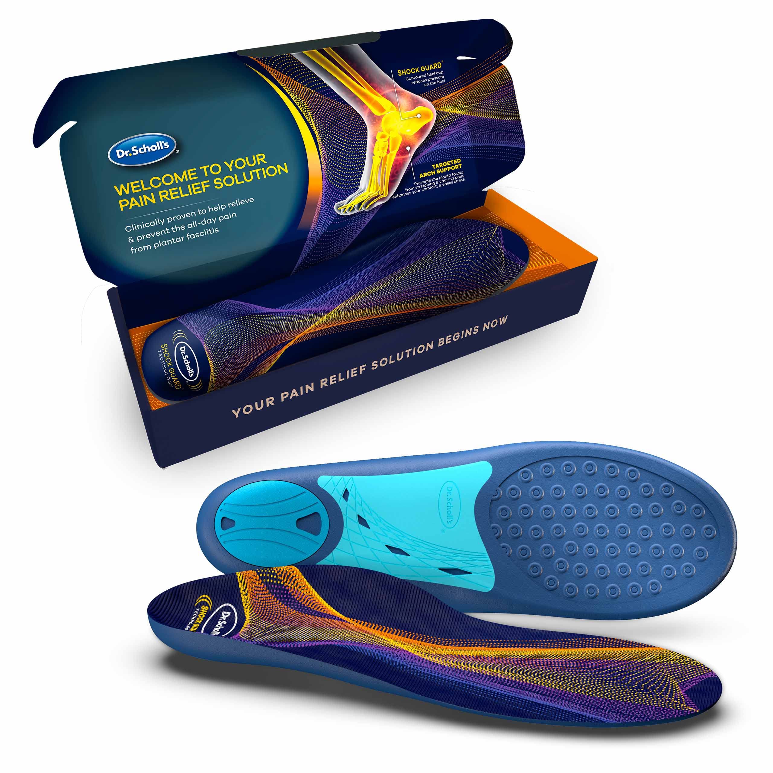 Dr. Scholl’s Plantar Fasciitis Pain Relief Orthotic Insoles, Immediately Relieves Pain: Heel, Spurs, Arch Support, Distributes Foot Pressure, 1 Pair”]