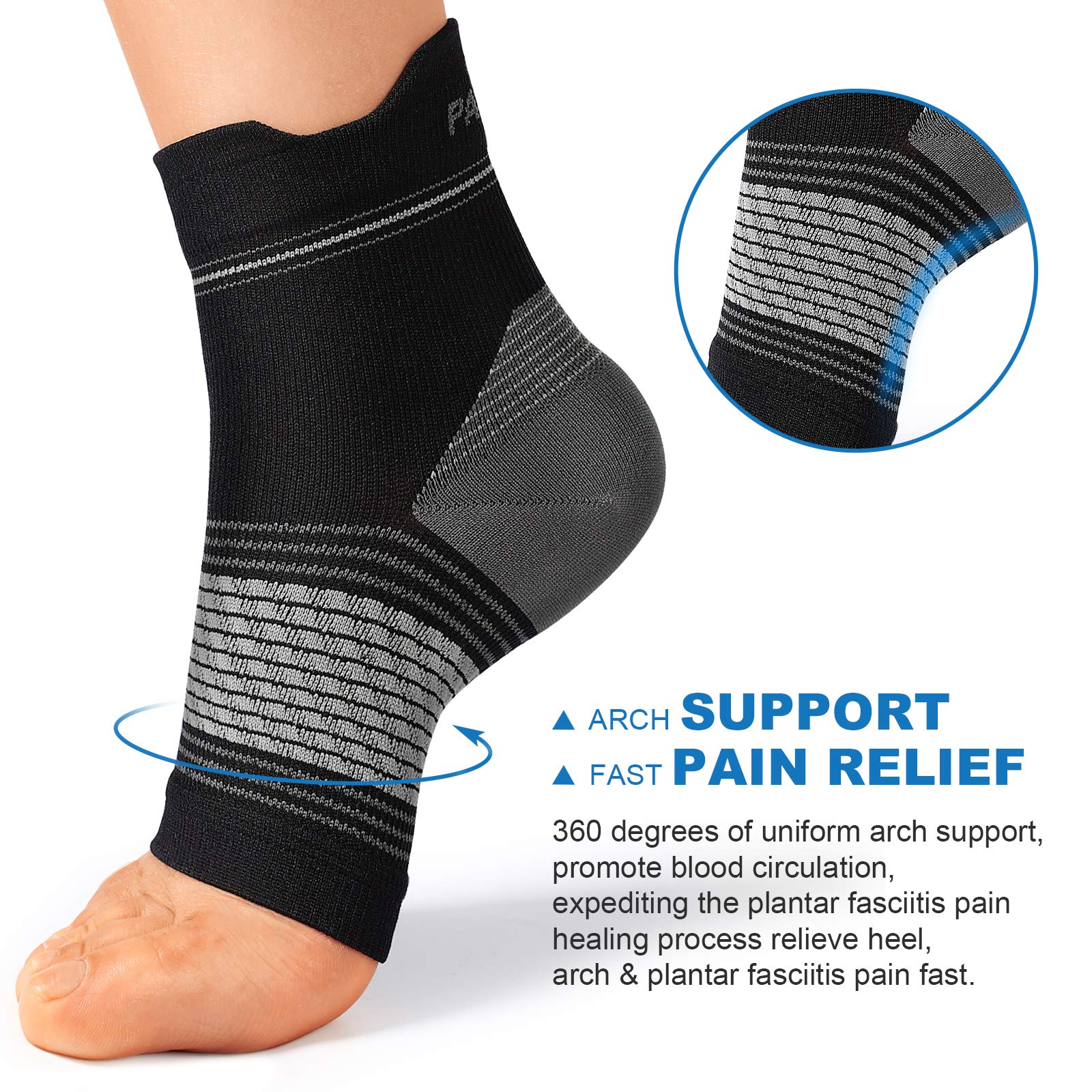 Plantar Fasciitis Compression Socks (6 Pairs) for Women & Men - Ankle Compression Sleeve Provides Arch Support & Heel Pain Relief (Black, X-Large)