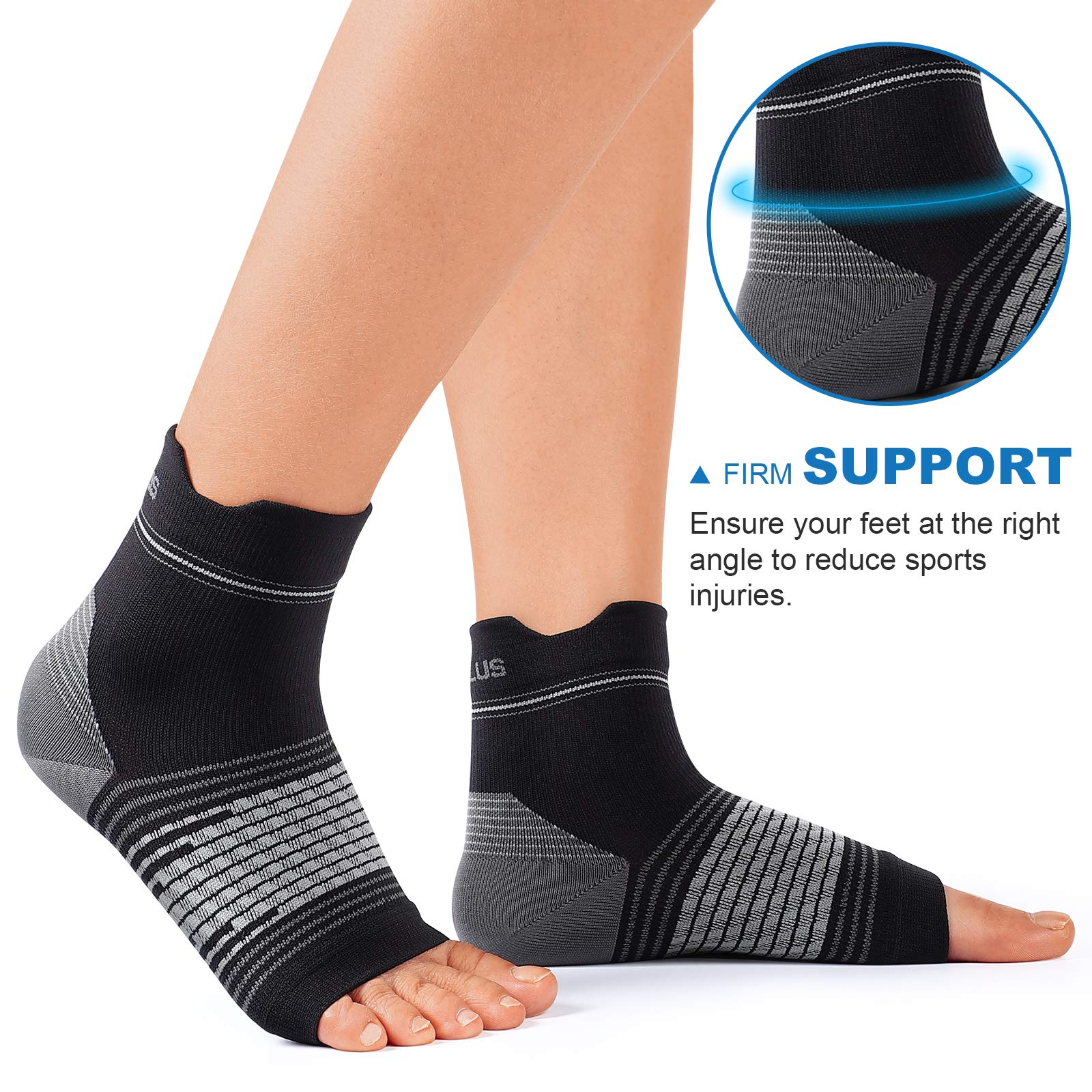 Plantar Fasciitis Compression Socks (6 Pairs) for Women & Men - Ankle Compression Sleeve Provides Arch Support & Heel Pain Relief (Black, X-Large)