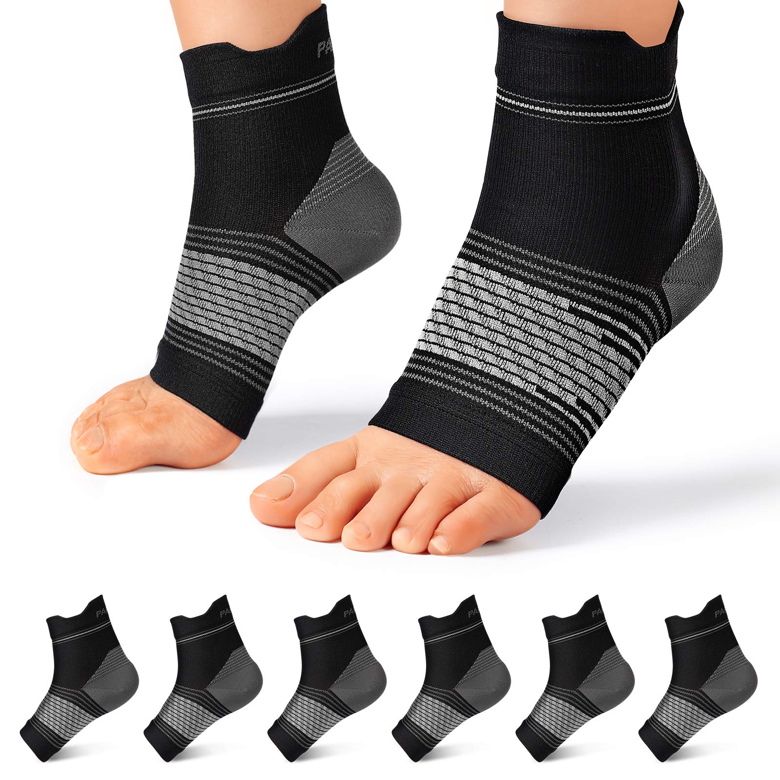 Plantar Fasciitis Compression Socks (6 Pairs) for Women & Men – Ankle Compression Sleeve Provides Arch Support & Heel Pain Relief (Black, X-Large)”]