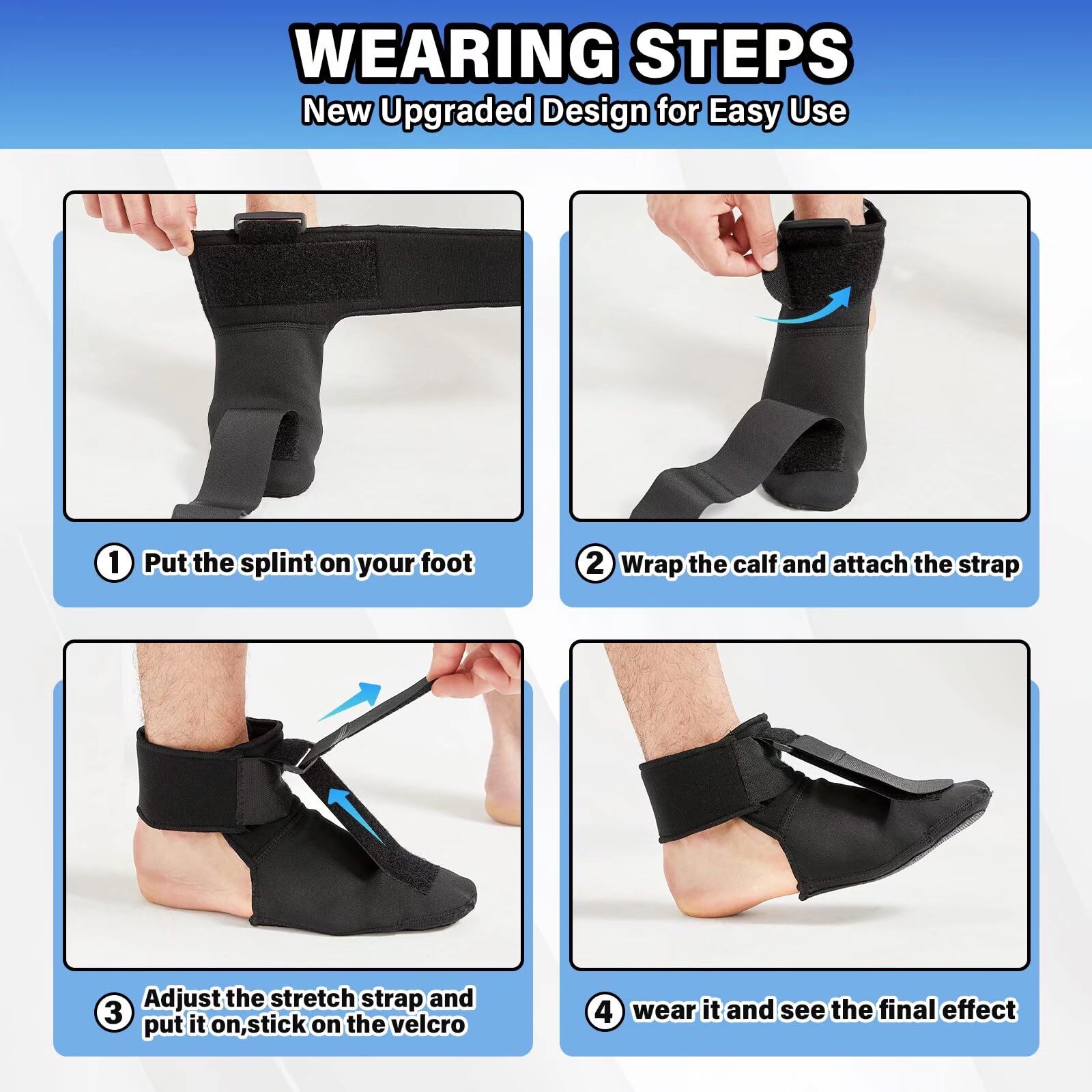 Plantar Fasciitis Relief Night Splint,Planters Facetious Brace Relief with Arch Support for Sleeping, Foot Drop ,Achilles Tendonitis ,Planters Facetious Relief Night Sling for Women & Men(Medium)