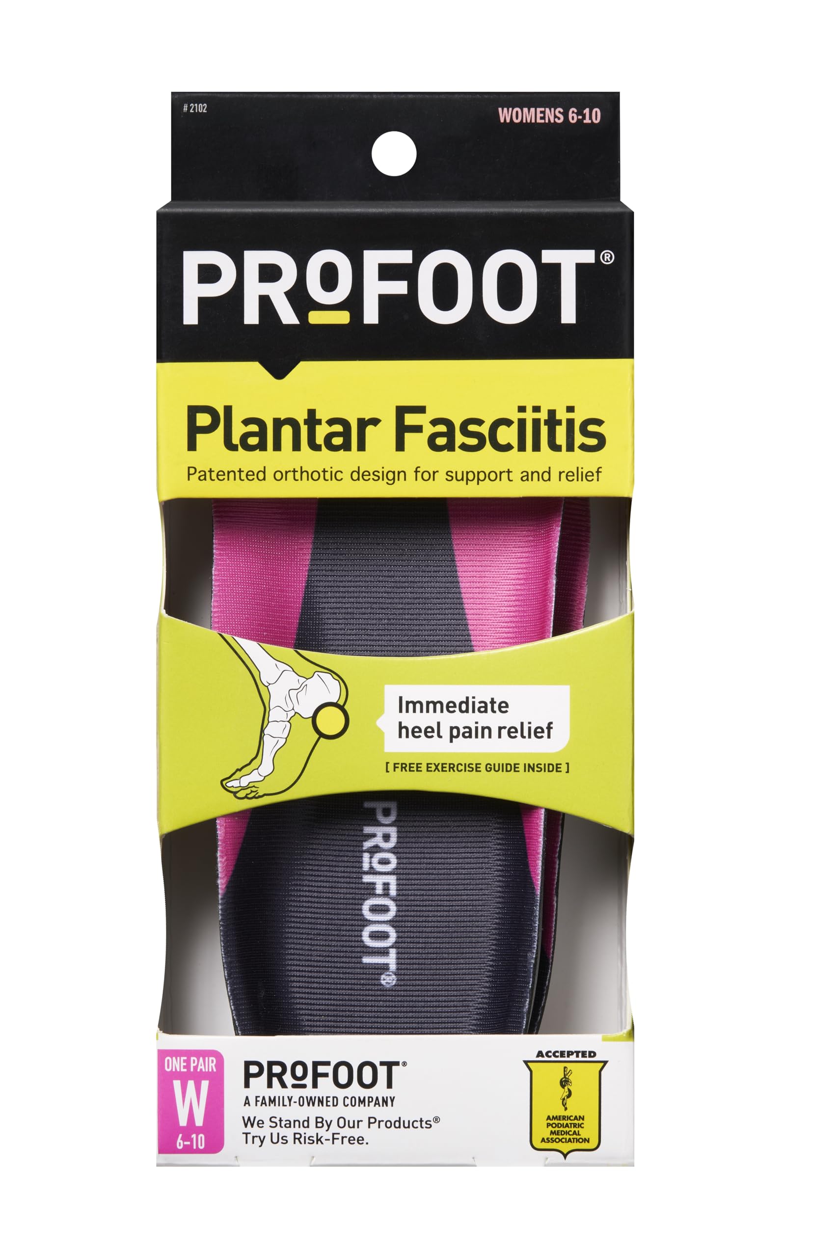 Profoot Orthotic Insoles For Plantar Fasciitis & Heel Pain, Women's 6-10, 1 Pair