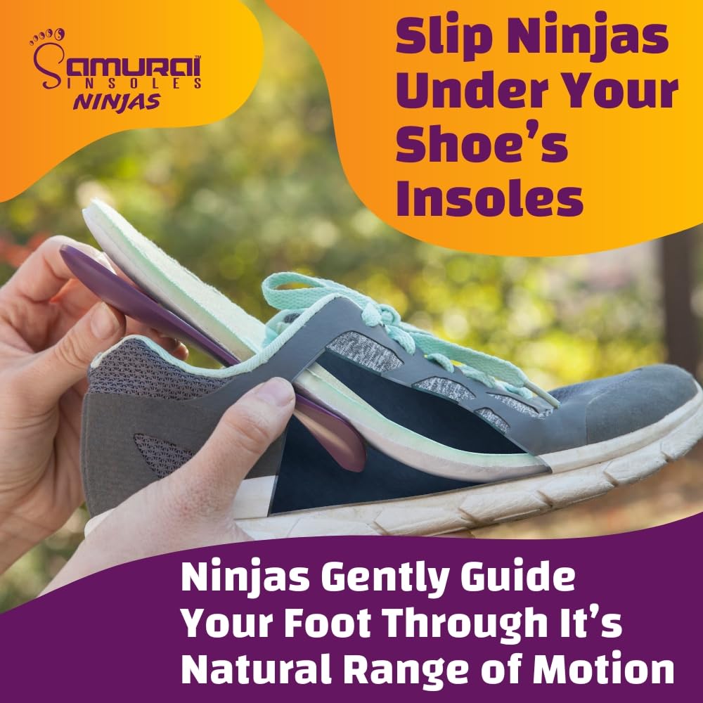 Samurai Insoles Ninjas Plantar Fasciitis Relief Arch Support Shoe Insoles - Podiatrist Designed, Orthotic Lab Made in The USA