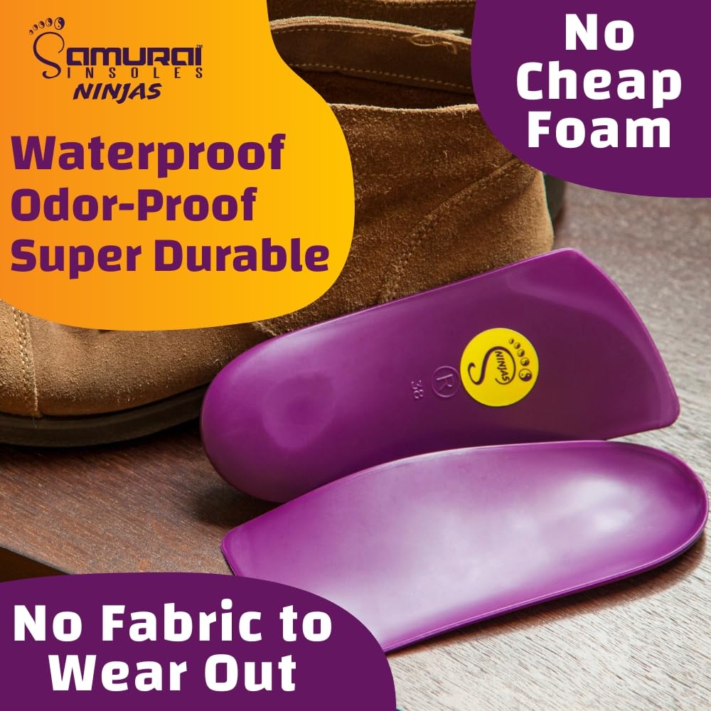 Samurai Insoles Ninjas Plantar Fasciitis Relief Arch Support Shoe Insoles - Podiatrist Designed, Orthotic Lab Made in The USA