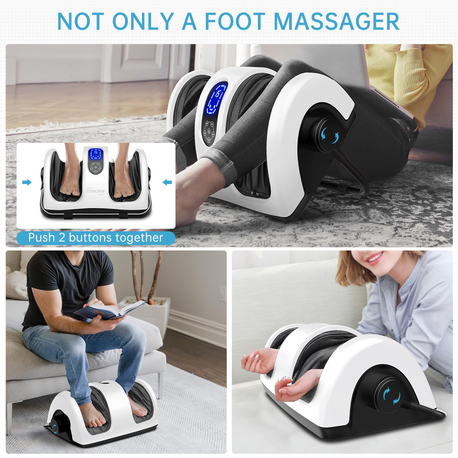 TISSCARE Shiatsu Foot Massager with Heat: Foot Massager for Plantar Fasciitis, Neuropathy, Circulation and Pain Relief, Massage Feet/Leg/Calf/Ankle at Home/Office, Christmas Gifts for Women and Men