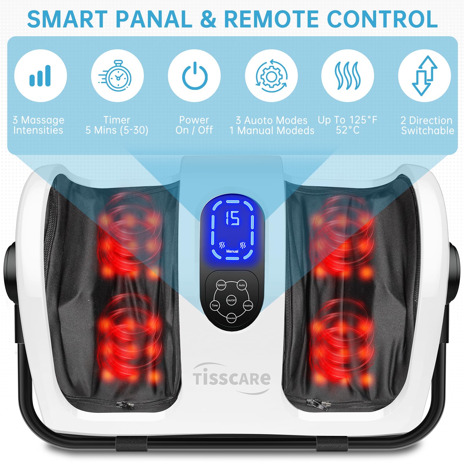 TISSCARE Shiatsu Foot Massager with Heat: Foot Massager for Plantar Fasciitis, Neuropathy, Circulation and Pain Relief, Massage Feet/Leg/Calf/Ankle at Home/Office, Christmas Gifts for Women and Men