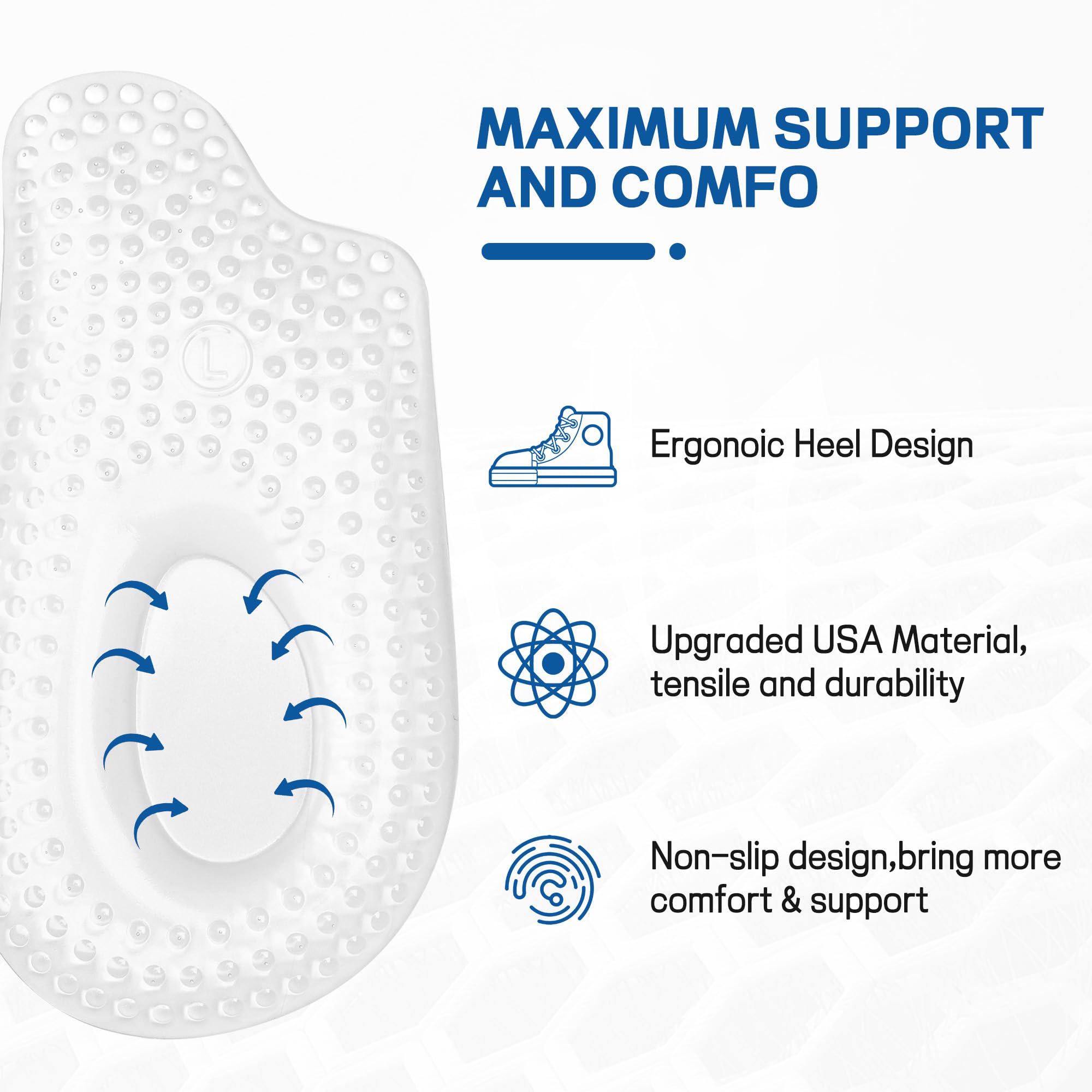 2Pairs Plantar Fasciitis Heel Cups Inserts,Heel Cushions for Plantar Fasciitis,Heel Pain,Heel Spur,Achilles Tendon,Shock Absorption Orthotic Inserts for Relieves Foot Pressure & Tired Achy Feet.