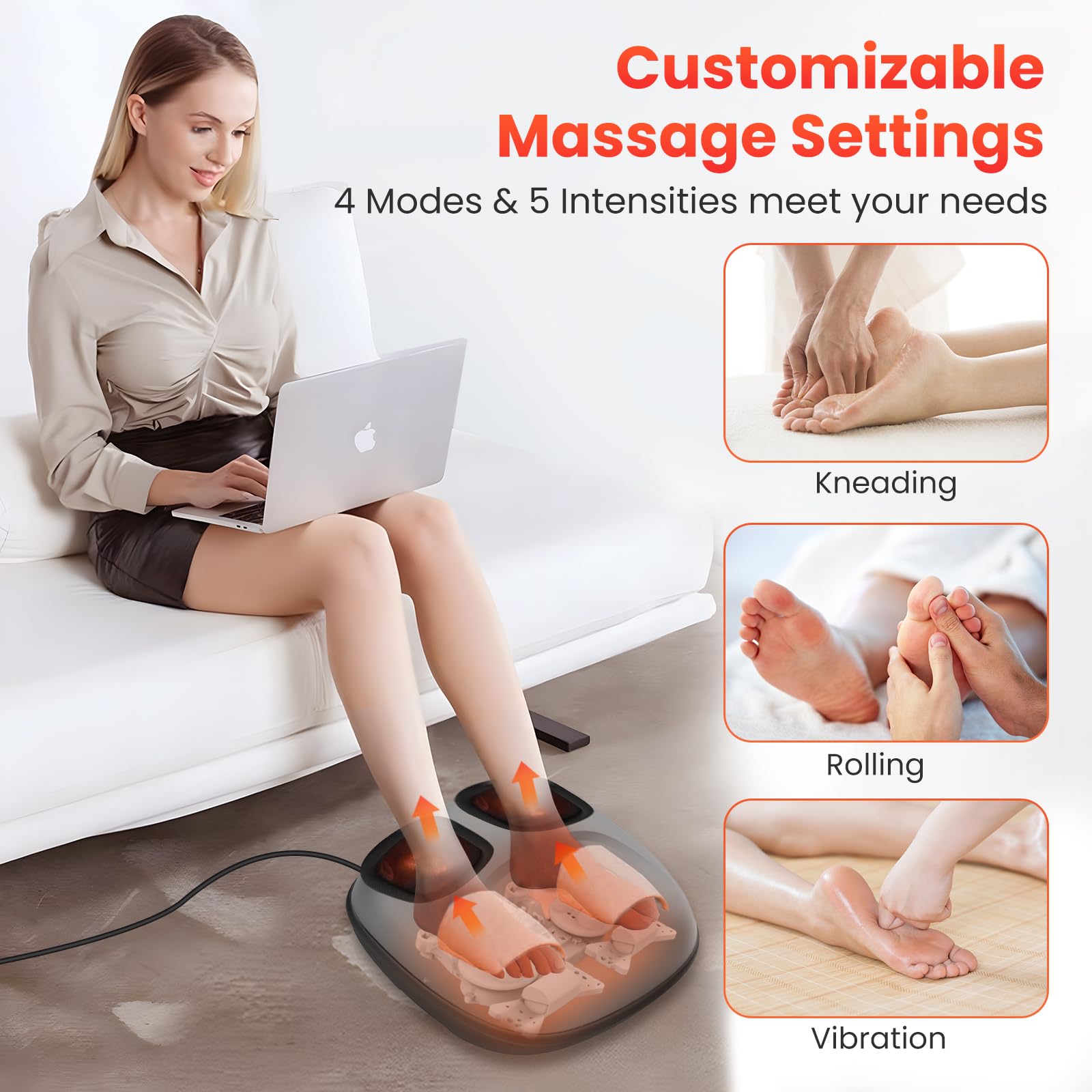 CuPiLo Foot Massager with Heat, FSA HSA Eligible Shiatsu Foot Massager for Plantar Fasciitis,Adjustable Vibration & Pressure for Neuropathy Pain, Christmas Gifts for Women Men Mom Her, Fits Up to 13"