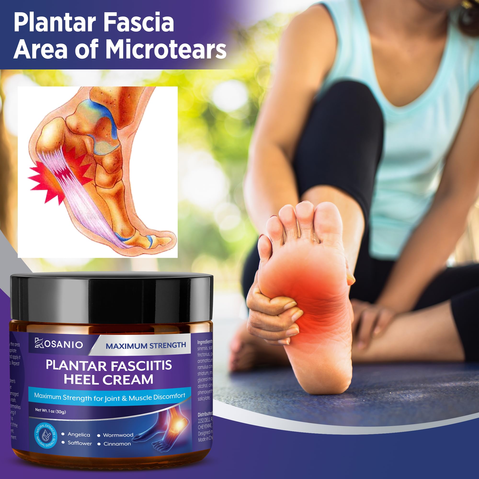 KOSANIO Plantar Fasciitis Relief Cream - Heel Discomfort Relief for Plantar Fasciitis, Foot, Knee, Hands, Legs - Natural Herbal Concentrate Formula - 30g / 1 Ounce (Pack of 1)