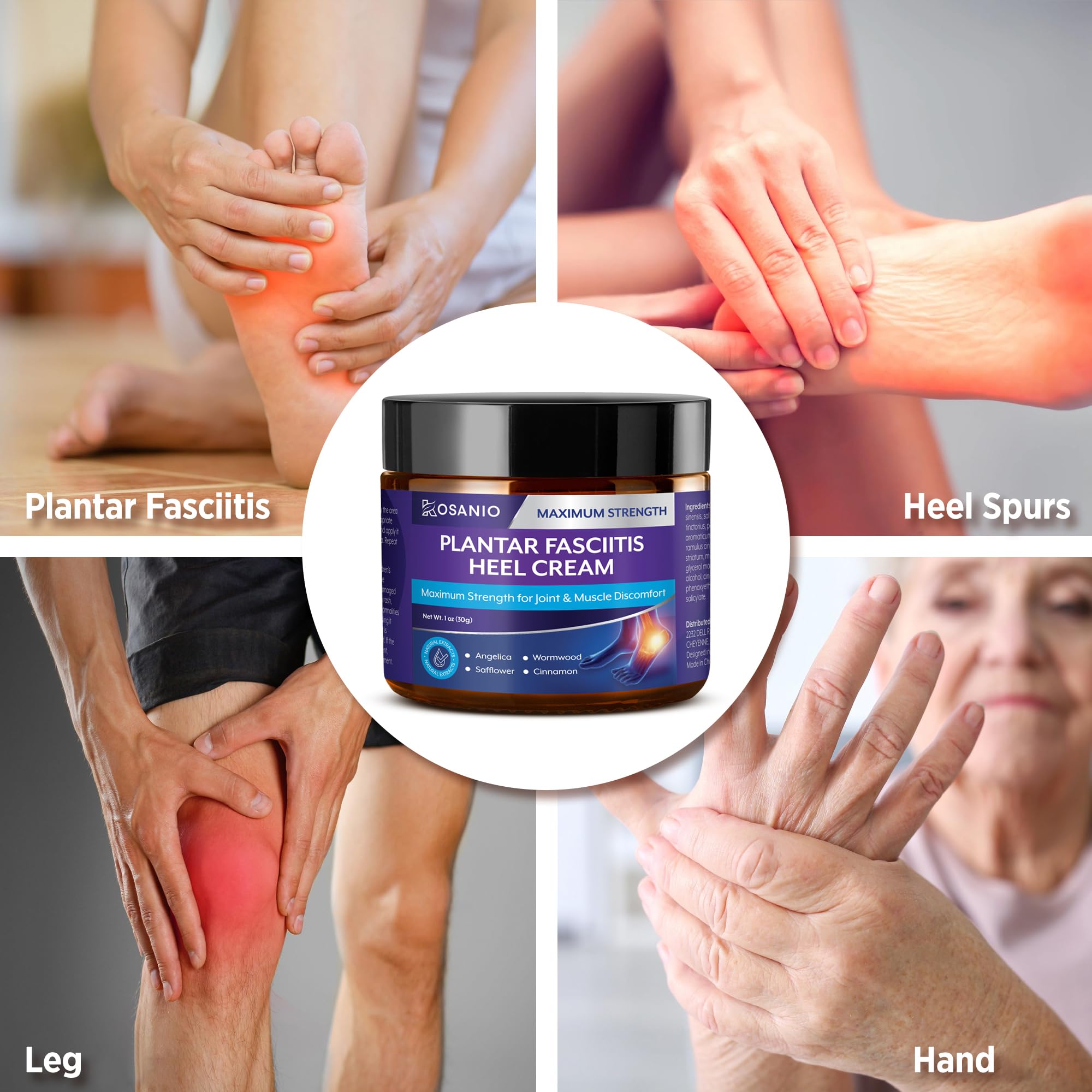 KOSANIO Plantar Fasciitis Relief Cream - Heel Discomfort Relief for Plantar Fasciitis, Foot, Knee, Hands, Legs - Natural Herbal Concentrate Formula - 30g / 1 Ounce (Pack of 1)