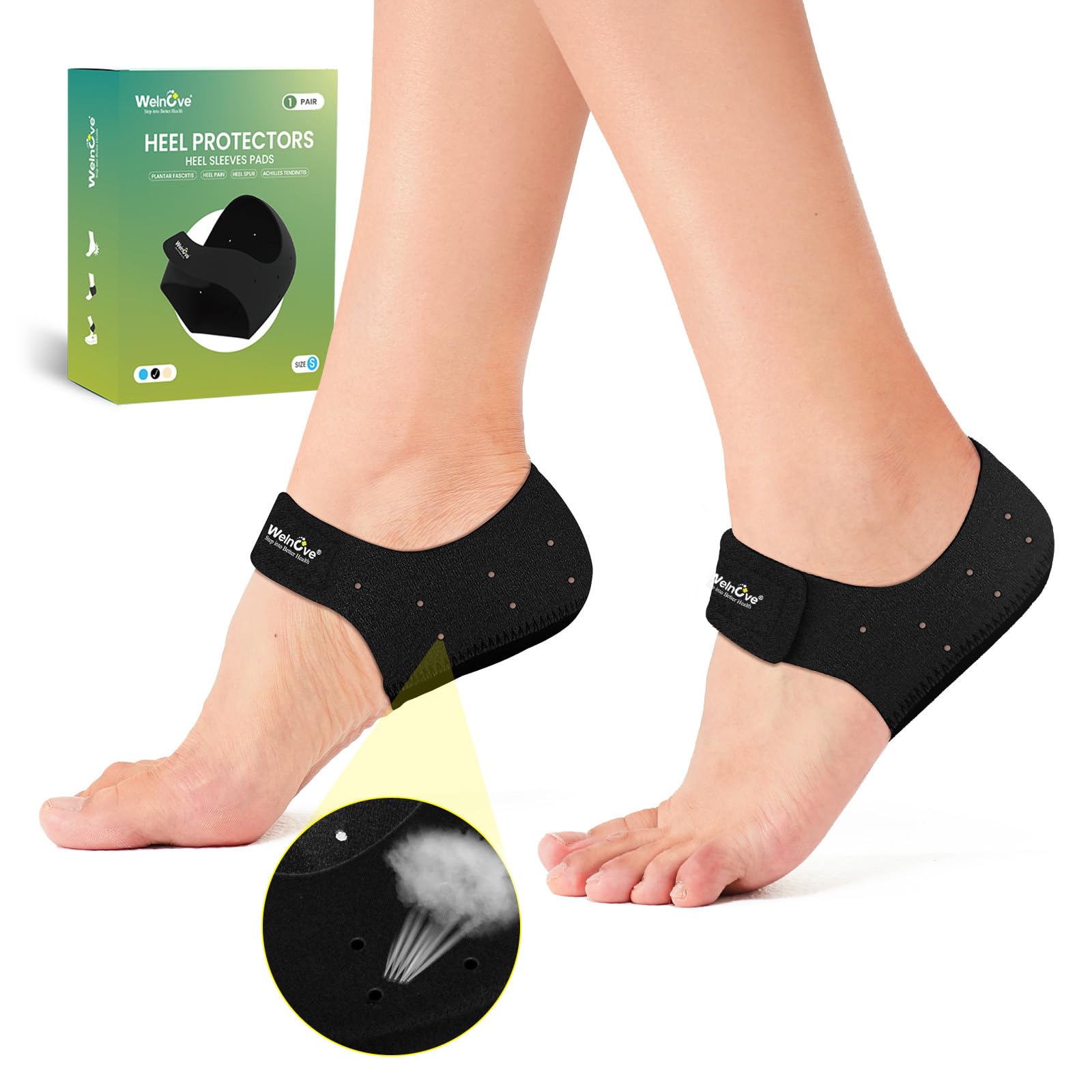 Plantar Fasciitis Gel Heel Protectors – Welnove Heel Cups for Women Men Heels Spur Pain Relief – Heel Inserts Pads for Achilles Tendonitis Dry Cracked Heel Support Cushion (W 4.5-9 / M 5-8)”]