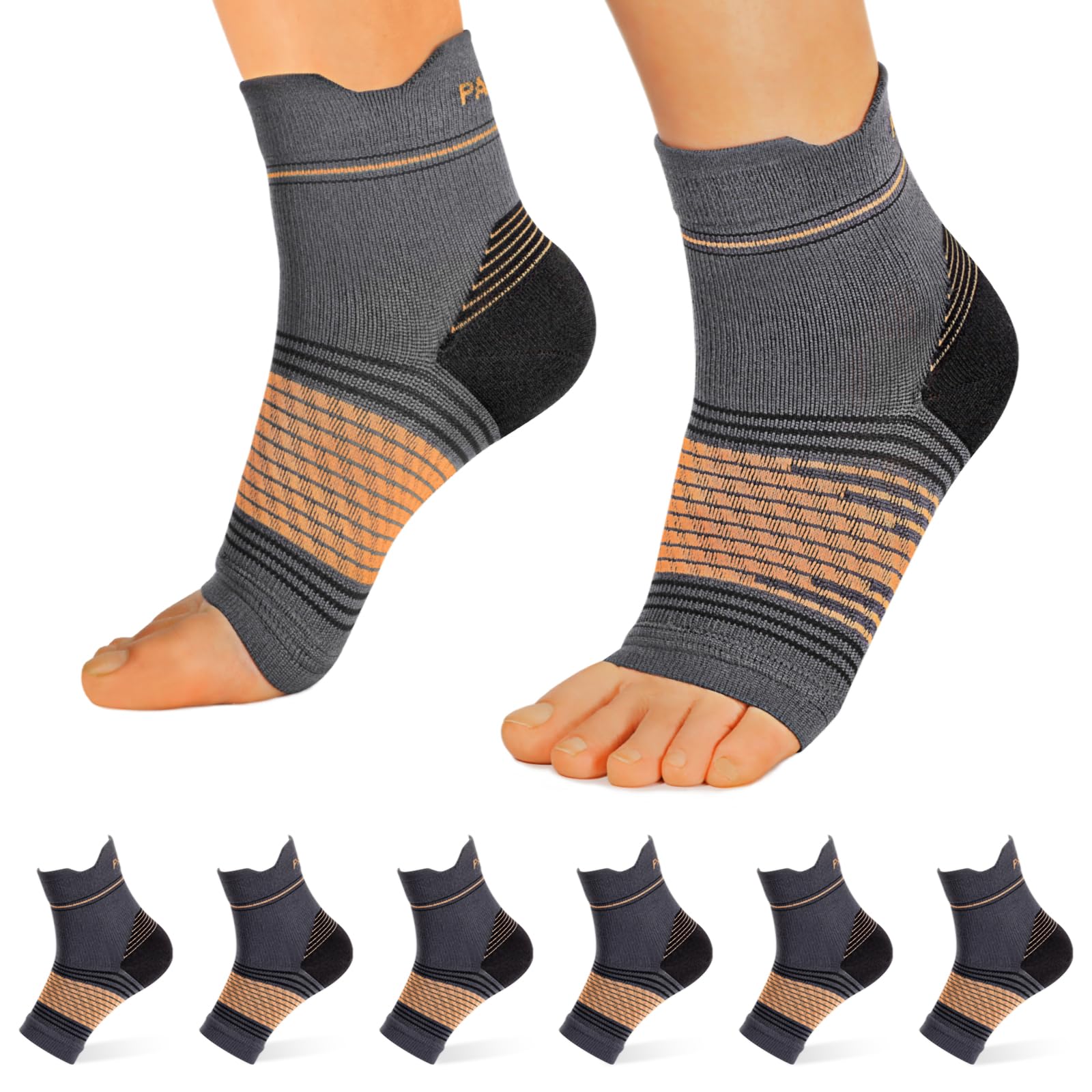 Plantar Fasciitis Sock (6 Pairs) for Men and Women, Compression Foot Sleeves with Arch and Ankle Support (Black, Large)”]