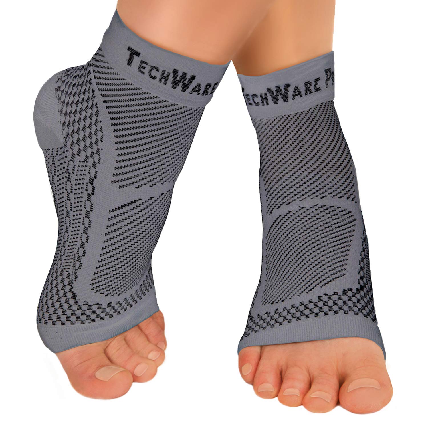 TechWare Pro Ankle Brace Compression Sleeve – Relieves Achilles Tendonitis, Joint Pain. Plantar Fasciitis Sock with Foot Arch Support Reduces Swelling & Heel Spur Pain. Injury Recovery for Sports”]