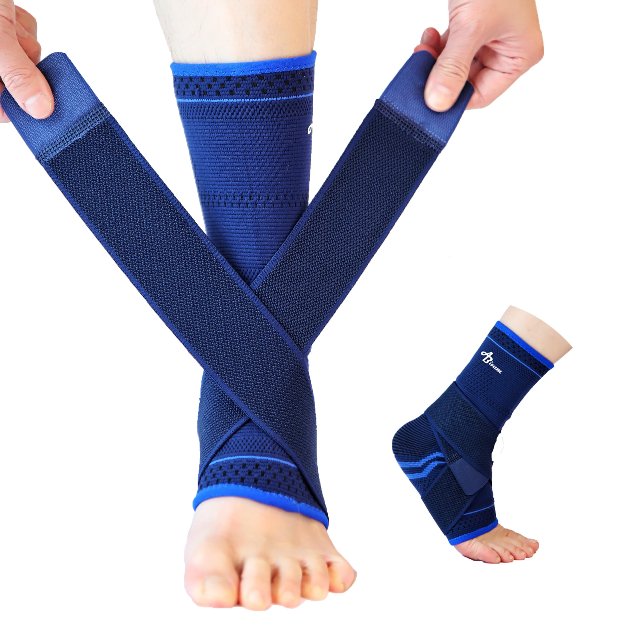 ABIRAM Foot Sleeve (Pair) with Compression Wrap, Ankle Brace For Arch, Ankle Support, Football, Basketball, Volleyball, Running, For Sprained Foot, Tendonitis, Plantar Fasciitis”]