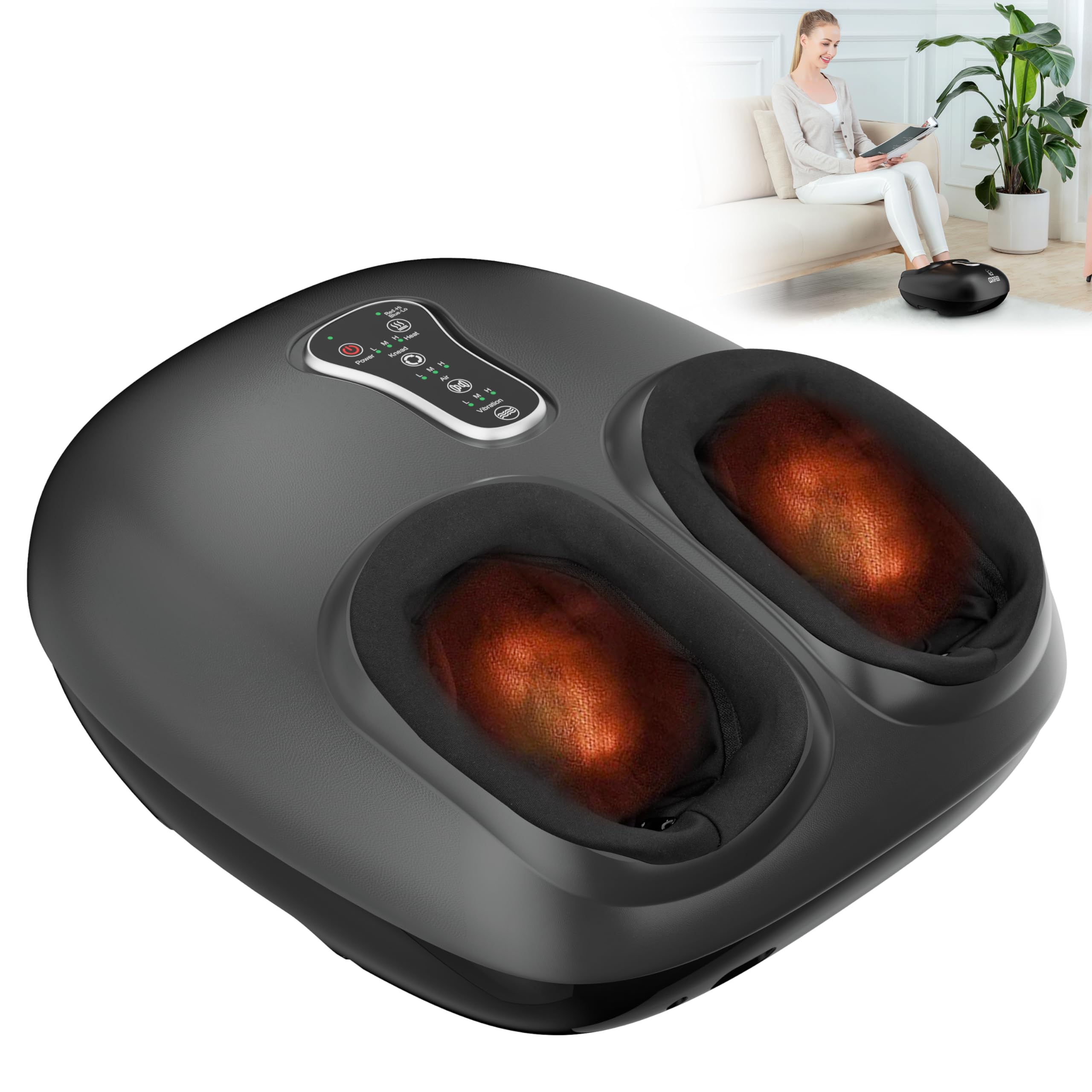 COMFIER Shiatsu Foot Massager with Heat,Vibration,Rolling Compression,FSA HSA Eligible,Feet Massager Machine for Plantar Fasciitis,Neuropathy,Fits Size up to 13“ Multiple Modes,Gift for Men,Women”]