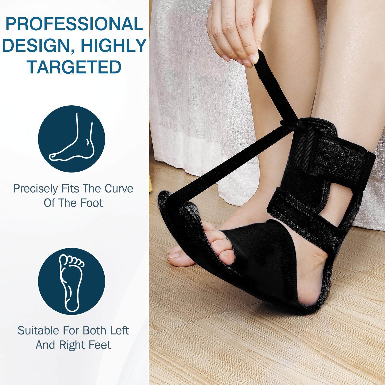 KTSAY Upgrade Plantar Fasciitis Night Splint, Plantar Fasciitis Relief Brace with Adjustable Straps, Night Splint for Plantar Fasciitis, Achilles Tendonitis, Heel Spur Pain, Day & Night Support